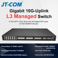 JT-COM 44-Port Layer 3 Managed Switch | 12x Gigabit RJ45 + 28x Gigabit SFP & 4x 10GbE SFP+ | Advance