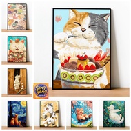 SY-stretched frame-/32*40cm/40*50/50*60- Color by number painting - Lazy cat stretched frame-