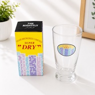 Asahi Super Dry Vintage Beer Glass Limited The Nightfly City Pop Building Pattern (With Original Box