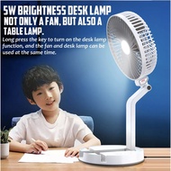 Portable Folding USB Rechargeable Telescopic Table lamp Fan Wall-Mounted Elegant Color Small household Desktop Fan Home