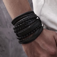 6 Piece Woven Leather Bracelet Set for Men Women Unisex Handmade Jewelry Gift