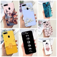Oppo F9 Case F9Pro Aesthetic Cute Cartoon Cat Flowers Painted Soft Silicone Shockproof Back Cover Oppo F9 Pro Phone Case Bumper