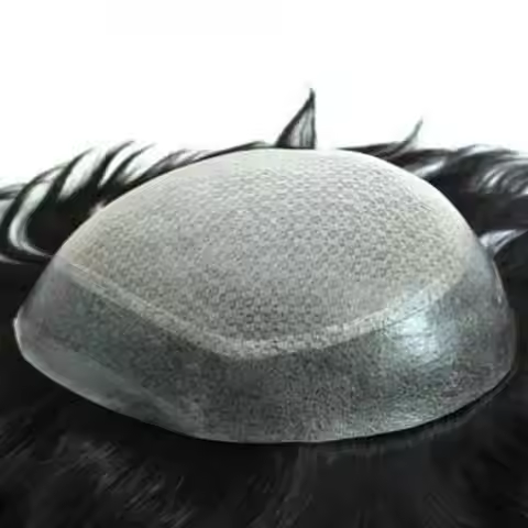Hstonir Injection Skin With Diamond Net In Body Men Toupee Indian Remy Hair Man Wig Proteses Hair Fo