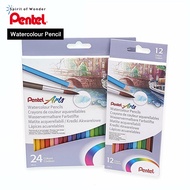 Pentel Arts ดินสอสี สีไม้ระบายน้ำ เพนเทล ด้ามยาว 12, 24, 36 สี