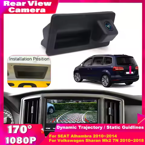 Car Trunk Handle Camera For Volkswagen Sharan Mk2 7N 2010~2018 For SEAT Alhambra 2010~2014 Rear View