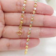 สร้อยข้อมือเงินแท้92.5%ชุบ2กษัตริย์(W+G) ลายBall moon cut ขนาด3mm.