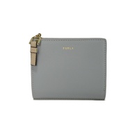 二手芙拉 (Furla) Nuvola S 迷你錢包，粉米色/灰褐色，三顏色按扣閉合，鈔票隔層，卡包，零錢包，成色極佳，帶品牌標誌，淺藍色，對折錢包，WP00451 BX2725 3813S