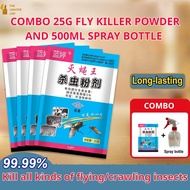 Combo 25g Fly Killer Powder and 500ml Spray Bottle to Eliminate Insects from Your Home