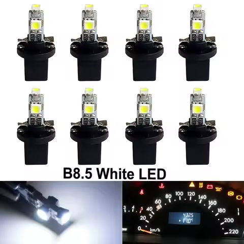 8Pcs T5 B8.5 B8.5D W1.2W W3W PC74 PC37 Led Bulb Car Interior Lights Dashboard Warming Indicator Wedg