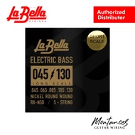 La Bella RX-N5D Rx Nickel Bass Guitar Strings – 5-String Set | Short Scale | 45–130 | Round Wound
