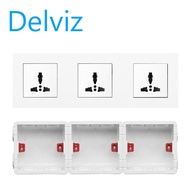 DELVIZ Three connected 3 hole wall socket. 16A power switch socket. European (EU) socket American (U