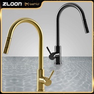 Zloon Pull Out Kitchen Faucet Brushed Nickel/Chrome Stainless steel Sink Tap Deck Installation 360 Degrees Hot and Cold Mixer Tap
