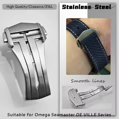 18mm Top High Quality Foldover Clasp for Omega Seamaster De Ville AT150 Watchband Strap 316L Stainle