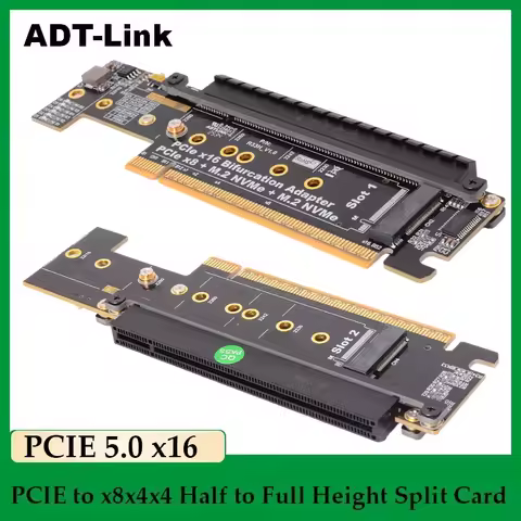 PCIe 5.0 X16 To X8 X4 X4 Split GEN5 Riser Card PCIe x16 Bifurcation Adapter PCIe 5.0 x8+Dual M.2 NVM