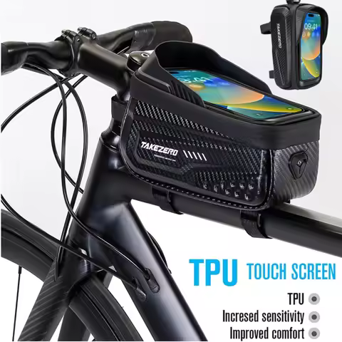 1L Bicycle Bag Cycling Top Front Tube Frame Bag 6.8inch Mobile Phone Case Touch Screen Road Hard She