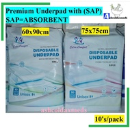 EXTRA COMFORT DISPOSABLE UNDERPAD 75CM X 75CM or 60CM X 90CM 10'S INCO PAD UNDERPAD