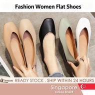 [SG SELLER] Fashion Women Flat Shoes Sandals Soft PU Leather Flat Bottom Casual Shoes Office Flat Sh