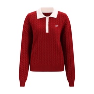 Weekend hub | เสื้อไหมพรมแขนยาวสีแดง คอโปโลทรงหลวม