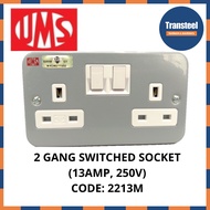 (UMS) 2 GANG METAL CLAD SWITCHED SOCKET (SIRIM) #2213M