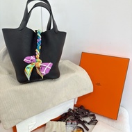 極新HERMES黑色金釦18cm Picotin89黑Noir小水桶包