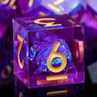 DND Resin Dice Set with Box, Handmade Lightning D&D Dice Set, 7 Pcs Sharp Edge Polyhedral Dice Dunge