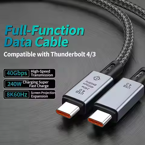 USB4 240w 8K USB C to USB C Cable For Thunderbolt 4 Data Transfer and Charging For MacBook Pro/Air D
