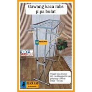 GANTUNGAN Clothes Hanger Goal And ram Glass Rack Round Pipe 2-tier Glass Goal