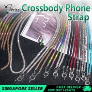 【SG】Handphone Lanyard Folive Glitter Rhinestone Crossbody Phone Strap Length 140cm(Lanyard Diameter: