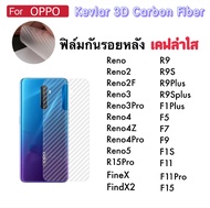 ฟิล์มหลัง Kevlar เคฟล่า สำหรับ OPPO Reno Reno2 Reno2F Reno3 Reno3Pro Reno4 Reno4Z Reno4Pro Reno5 R15Pro R9 R9S R9Plus R9Splus F1Plus F5 F7 F9 F1S F11 F11Pro F15 FineX FindX2 กันรอยด้านหลัง Kevlar Carbon fiber