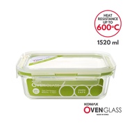 Komax Oven Glass Rectangular Food Container 1520ml | BPA Free | Airtight and Leak Proof Food Keeper