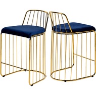 Gio Navy Velvet Bar Stool / Golden Base bar Stool/ Premium Style Bar Stool / Lounge Bar Stool