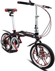 Fashionable Simplicity 16 Inch Folding Bikes Men Women Students 6 Speed Double Disc Brake Foldable Bicycle Aluminum Alloy Lightweight Portable Bike Black Colour:White (Color : Black)