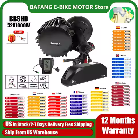 BAFANG BBSHD 1000W 52V Mid Drive Motor Bicycle Electric Bike Conversion Kit with 52V 20AH Battery fo