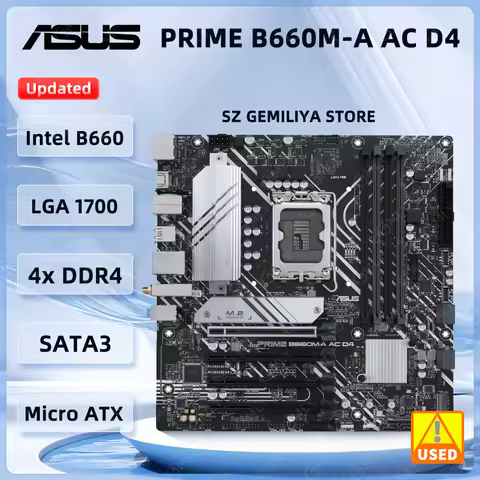 ASUS PRIME B660M-A AC D4 Motherboard Intel B660 LGA 1700 DDR4 128GB PCIe 4.0 M.2 mATX support I9-149