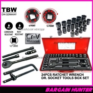 TBW 1/2" 24PCS DR SOCKET WRENCH SET 6 POINT 24PCS DR BLACK SOCKET CR-V 24PCS BOX SOCKET WRENCH QUALI