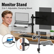 Monitor Stand 2 in 1 Clamping Mount Table Monitor Arms Multi-Directional Laptop 13-27 Inch