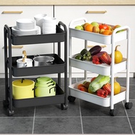 3 Tier Multifunction Storage Trolley Home Kitchen Rack With Plastic Wheel Rak Pelbagai Guna