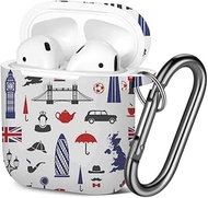 [ Compatible with AirPods 2 and 1 ] Shockproof Soft TPU Gel Case Cover with Keychain Carabiner for A