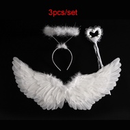 Angel Wings for Kids Girl White Feather Cosplay Costume Set Wings for Angel Photography Props Hallow