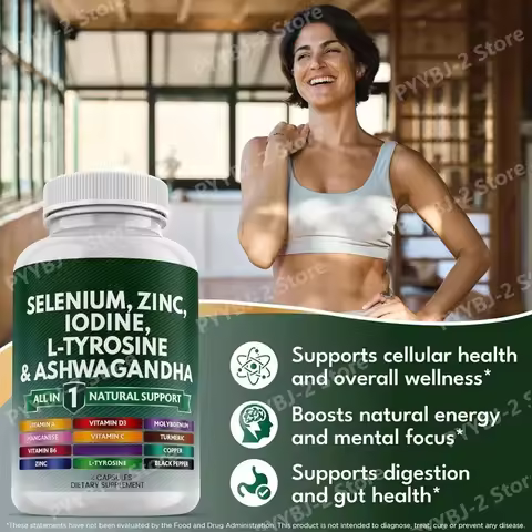 120 Count Multimineral Vitamin Capsules with Selenium Zinc Iodine L-TyrosineTurmeric Silica Suppleme
