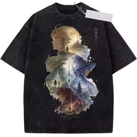 Mushoku Tensei Anime Greyrat Eris Boreas T-shirt Washed Oversized T Shirt Men Women Clothing Summer 