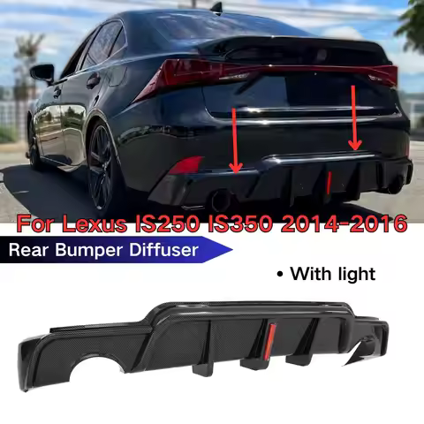 Rear Bumper Diffuser For Lexus IS250 IS350 2014-2016 Glossy Black With LED Light Car Accessories Bod