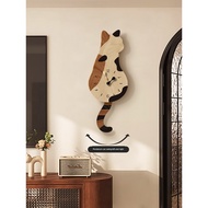 jam dinding jam dinding besar ruang tamu Medieval Style Cat Living Room Creative Clock