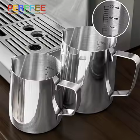 Coffee Milk Frothing Pitcher Stainless Steel Milk Frothing Jug Latte Art Milk Frother Pitcher with S