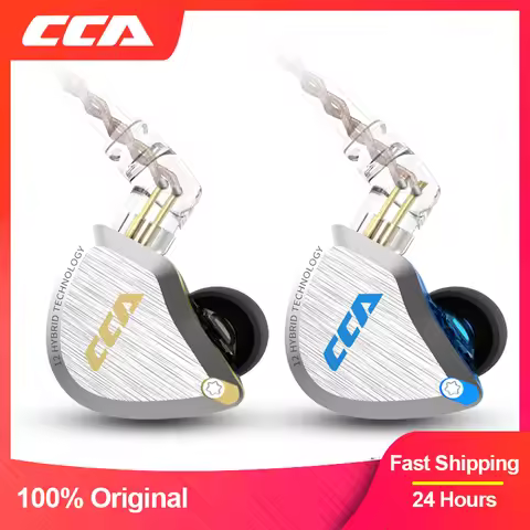 CCA C12 Metal Headset 5BA+1DD Hybrid 12Units HIFI Bass Earbuds Noise Cancelling Earphones In Ear Mon