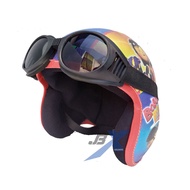 Helm Anak Bogo Retro Pilot Kacamata Nazi Usia 6 Sampai 10 Tahun Motif Cowok