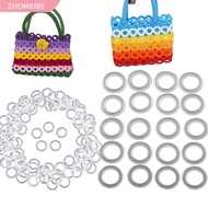 ZHOMKI89 Crochet Loop Rings, Plastic  O-Ring, Handmade Crafts 2cm Round Semitransparent Rubber Linki