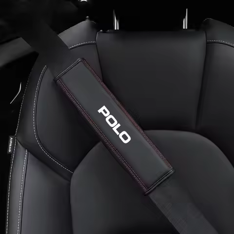 2 PCS Car Seat Belt Leather Sewing Shoulder Pads Protective Cover For Volkswagen VW Polo 6R 6C 9N 9N