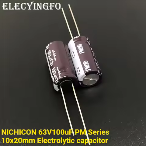 10Pcs/100Pcs 100uF/63V NICHICON PM Series 10x20mm 63V100uF Super Low Impedance Aluminum Electrolytic