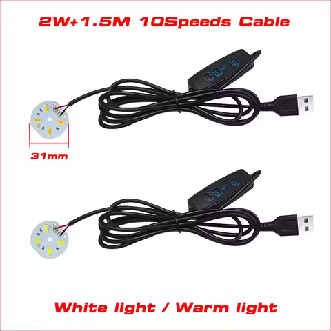 DC5V Dimmable LED Chips 5730 SMD Lamp 1W 2W 3W 4W 5W LED Beads White Light and Warm Light With 1.5M 